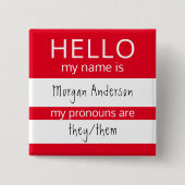 HELLO Name und Pronouns Abzeichen Button (Vorderseite)