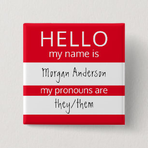 HELLO Name und Pronouns Abzeichen Button