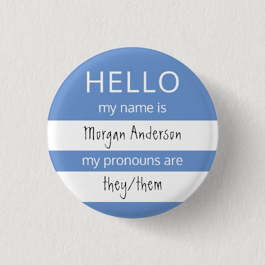 HELLO Name und Pronouns Abzeichen Button (Vorderseite)