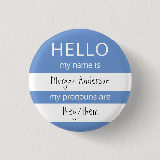HELLO Name und Pronouns Abzeichen Button