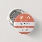 HELLO Name und Pronouns Abzeichen Button (Vorne & Hinten)