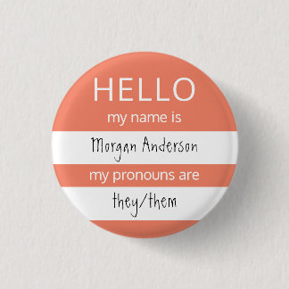 HELLO Name und Pronouns Abzeichen Button