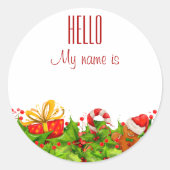 HELLO-Namensschilder für Feiertagsparty Runder Aufkleber (Vorderseite)