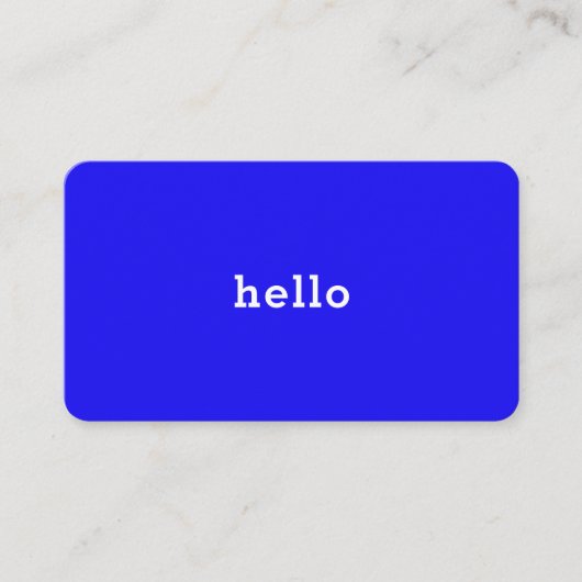 Hello Neonblau Weiss Visitenkarte (Vorderseite)