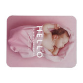 HELLO Neuborn Baby Foto Geburtshinweis Magnet (Horizontal)