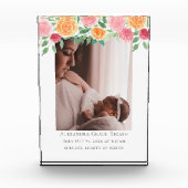 Hello New Baby Foto Personalisiert Pink Blume (Vorderseite)