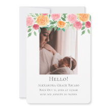 Hello New Baby Foto Personalisiert Pink Blume
