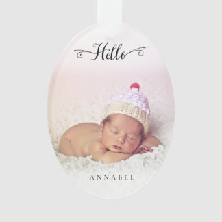 Hello New Baby Girl Boy Personalisiertes Foto Ornament