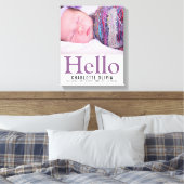 Hello New Baby Lila Themed Personalisierter Sake Leinwanddruck (Insitu (Schlafzimmer))