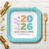 Hello New Year Bold Custom Year Name Spaß Pappteller