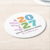 Hello New Year Bold Custom Year Name Spaß Runder Pappuntersetzer (Angewinkelt)