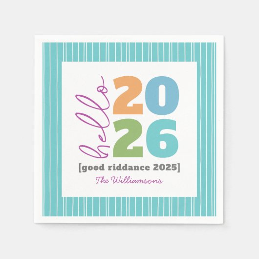 Hello New Year Bold Custom Year Name Spaß Serviette (Vorderseite)