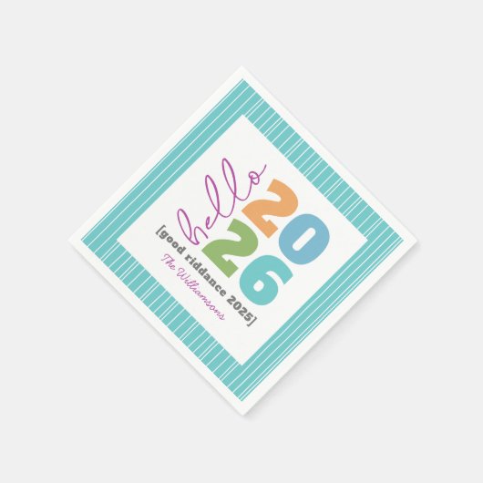 Hello New Year Bold Custom Year Name Spaß Serviette (Ecke)