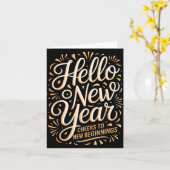 Hello New Year Cheers To New Beginnings Celebratio Karte (Gelbe Blume)