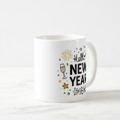 Hello New Year Cute Hand-Drawn Fireworks Mug Kaffeetasse (VorderseiteRechts)