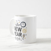 Hello New Year Cute Hand-Drawn Fireworks Mug Kaffeetasse (Vorderseite Links)