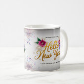 Hello New Year Floral Fireworks Classic Mug Kaffeetasse (VorderseiteRechts)
