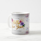Hello New Year Floral Fireworks Classic Mug Kaffeetasse (Vorderseite Links)