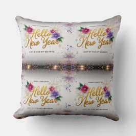 Hello New Year Floral Luxury 20x20 Throw Pillow Kissen