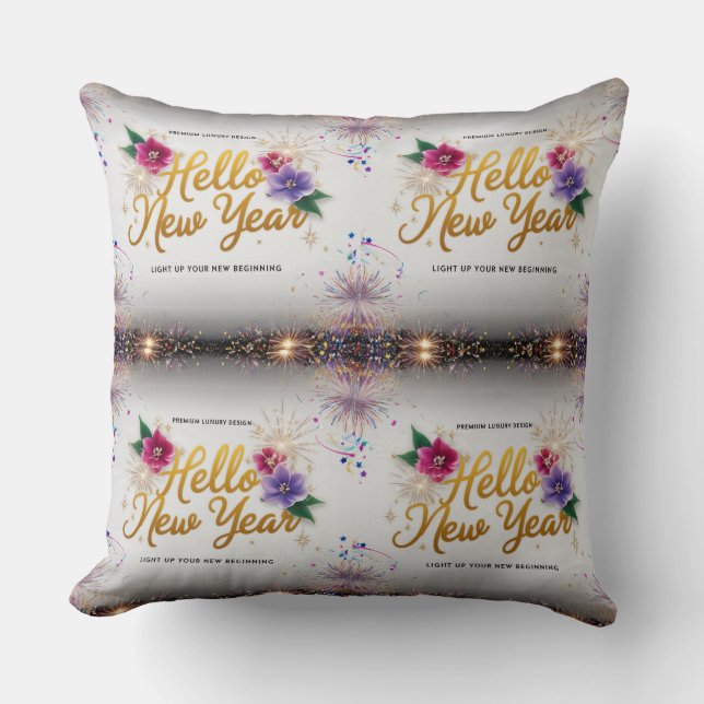 Hello New Year Floral Luxury 20x20 Throw Pillow Kissen (Vorderseite)