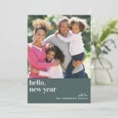 Hello New Year Foto Feiertagskarte (Stehend Vorderseite)