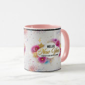 Hello New Year Glam Cinematic Floral Combo Mug Tasse (VorderseiteRechts)