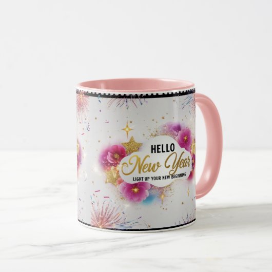 Hello New Year Glam Cinematic Floral Combo Mug Tasse (VorderseiteRechts)