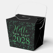Hello New Year! New Year's Eve Green Black Sparkle Geschenkschachtel (Vorderseite)