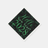 Hello New Year! New Year's Eve Green Black Sparkle Serviette (Ecke)