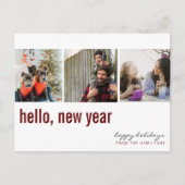 Hello New Year Simple Typografy Foto Maroon Postkarte (Vorderseite)