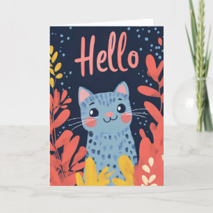 Hello Niedlich Cat Feiertagskarte
