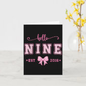 Hello Nine 9th Birthday Girl Est 2016 Bow For Girl Karte (Gelbe Blume)
