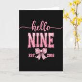 Hello Nine Est 2016 Cute Coquette Bow 9th Birthday Karte (Gelbe Blume)