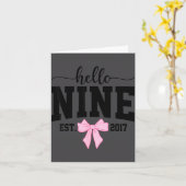 Hello Nine Est 2017 Coquette Bow 9th Birthday Girl Karte (Gelbe Blume)
