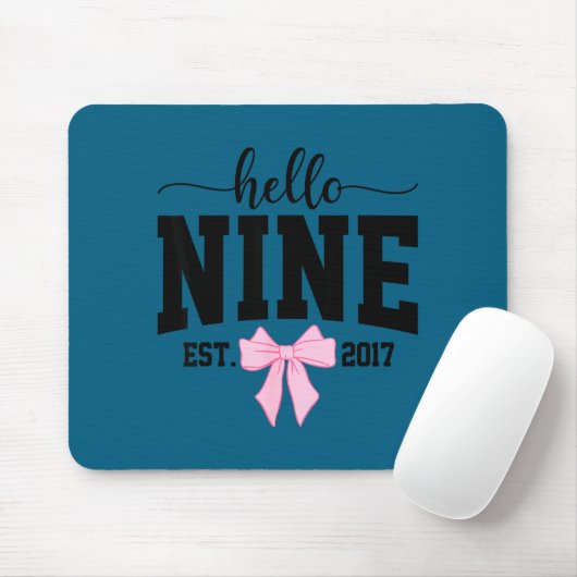 Hello Nine Est 2017 Coquette Bow 9th Birthday Girl Mousepad (Mit Mouse)
