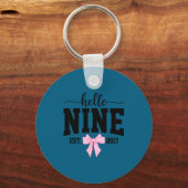 Hello Nine Est 2017 Coquette Bow 9th Birthday Girl Schlüsselanhänger (Vorderseite)