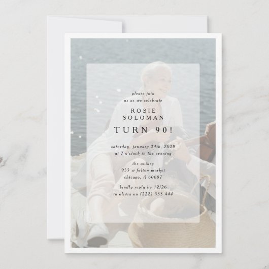 Hello NINETY' Modern Photo Collage 90th Birthday Einladung (Rückseite)