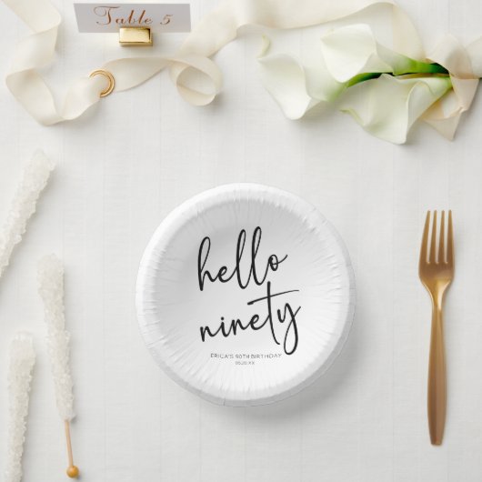 Hello Nneety Minimalistisch Simple 90. Geburtstags Pappteller (Hochzeit)