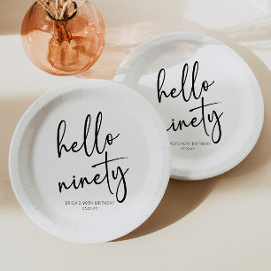 Hello Nneety Minimalistisch Simple 90. Geburtstags Pappteller