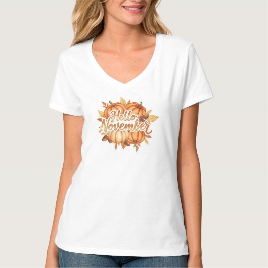 Hello November -  Cozy Fall Design T-Shirt (Vorderseite)
