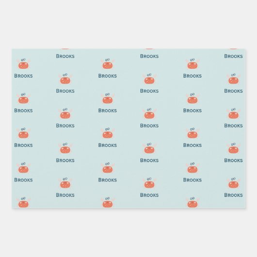 Hello Ocean Octopus and Fish Nautical Blue Kid Geschenkpapier Set (Vorderseite 2)