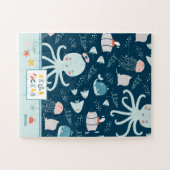 Hello Ocean Octopus and Fish Nautical Blue Kid Puzzle (Horizontal)