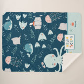 Hello Ocean Octopus and Fish Nautical Blue Kid Sherpadecke (Vorderseite (Horizontal))