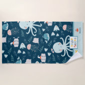 Hello Ocean Octopus and Fish Nautical Blue Kid Strandtuch (Vorderseite)