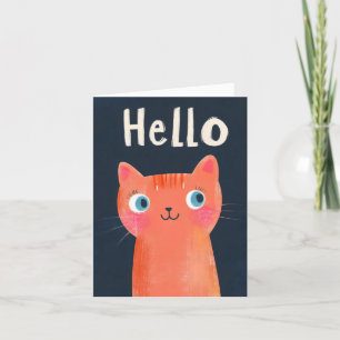 Hello Orange Cat Cartoon Feiertagskarte