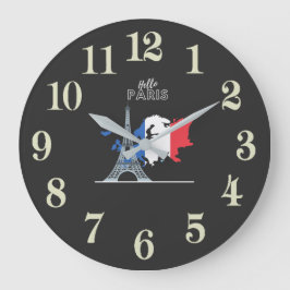 Hello Paris Große Wanduhr