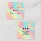 Hello Pastel Holographic Marketing Calling Card Quadratische Visitenkarte (Vorne/Hinten)