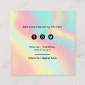 Hello Pastel Holographic Marketing Calling Card Quadratische Visitenkarte (Rückseite)