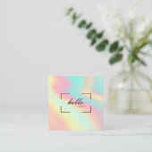Hello Pastel Holographic Marketing Calling Card Quadratische Visitenkarte (Stehend Vorderseite)