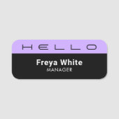 Hello Pastel Lila Black Namensschild (Vorderseite)